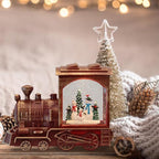 Wondise Lighted Christmas Snow Globes Musical Lantern with Timer, Battery Operated and USB Powered Spinning Water and Swirling Glitter Globe for Christmas Thanksgiving Holiday Decoration