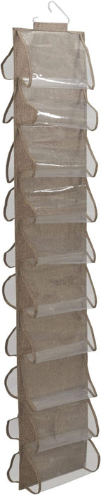 Household Essentials 20-Pocket Closet Shoe File, Beige