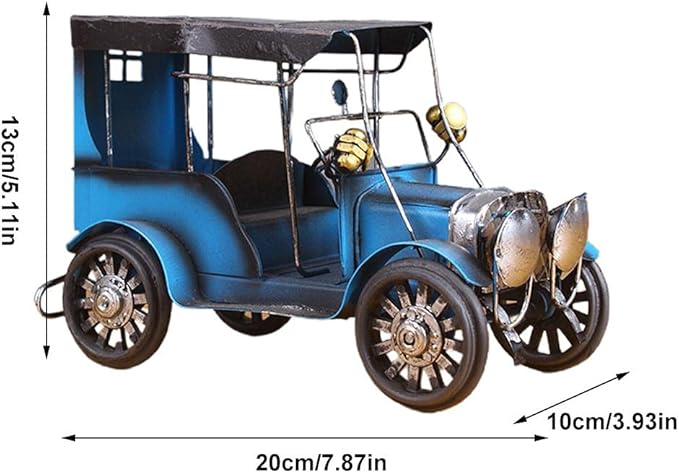 Kikumi Nostalgic Metal Car Organizations Retro Home Ornaments Home Decor for Living Room Table Cabinet (White)