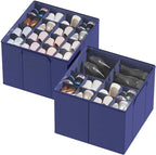 SpaceAid Shoe Organizer for Closet, 2 Pack Foldable Shoe Storage Containers Baskets Boxes Bins w/Adjustable Dividers, Fits 16-32 Pairs, Blue