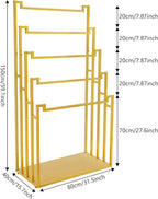 Scarf Organizer Stand, 5-Tier Freestanding Scarf Display Rack, Metal Scarf Holder Belt Pants Hanger for Commercial Clothing Retail Store Home, Space Saving Shelves, 31.5" x 15.75" x 59"(Gold)