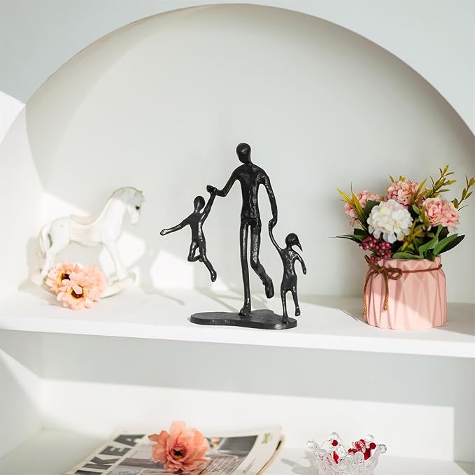 Sziqiqi Dad Birthday Gifts for Father - Dad Daughter Son Iron Statue Father Childs Love Sculpture Decoration for Fathers Day Wedding Christmas Figurine Memorial Gifts for Son Husband