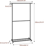 Sywhitta Double Rod Clothing Garment Rack, Rolling Coat Hanger with Bottom Mesh, Clothing Rack for Hanging Clothes, Coats, Skirts, Sweaters, Black