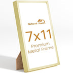 7x11 Aluminum Metal Picture Frame,Tempered Glass Gold Photo Frame 7x11 for Family Photo,Posters,Art,Document to Wall Mount Horizontally or Vertically