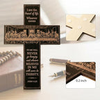She Love Wooden Cross Wall Decor, 12 inch The Last Supper Christian Wall Cross with Bible Verse Vintage Wood Crosses Wall Hanging Art for Home Decor Easter Housewarming Blessing Gift (John 6:35)
