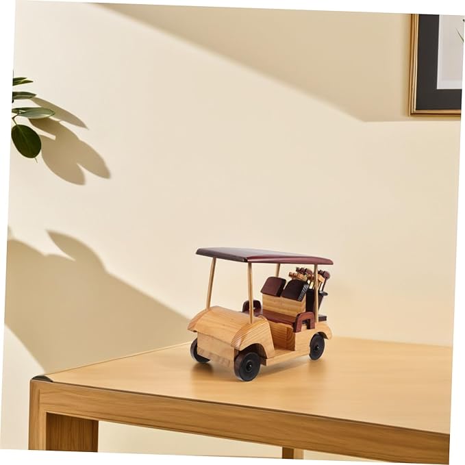VICASKY Antique Wooden Car Statue Vintage Vehicle Sculpture Collectible Car Figurine for Home