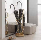 Metal Umbrella Stand At The Entrance, Freestanding Circular Umbrella Holder With Space For Canes And Walking Sticks. Ideal for Hotels, Entryways, Offices, and Hallways，25X10inches (gold)