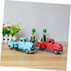Unomor Vintage Handmade Iron Car Model Red Classic Tabletop Decoration for Home Office Miniature Car Ornament for Lovers and Collectors