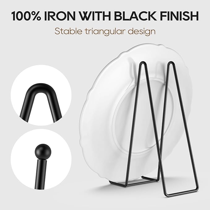 HONGYUTAI 3 Pack 12 Inch Plate Stands for Display Picture - Vinyl Table Top Display, Decorative Metal Frame Holders for Book , Photo and Platter, Tabletop Art, Black