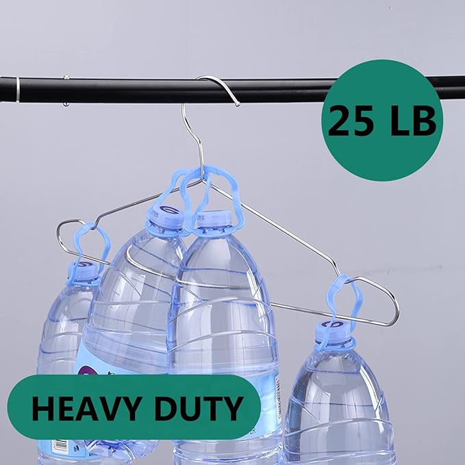 Hangers 10 Pack Clothes Hanger Strong Heavy Duty Stainless Steel Metal Ultra Thin Space Saving Wire Hangers 16.5in by WYCQKL