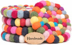 Round Felt Ball Coasters - 100% Merino Wool Table Coasters - Felt Coaster Pads, Absorbent Trivet for Drinks - Heat Resistant, Thick & Durable Hand Felted - Woolygon - Multicolor Set of 5 (Rainbow)