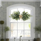 24" Floral Swag,Greenery Swag,Large Artificial Mixed Eucalyptus Leaves Swag,Handmade Front Door Twigs Leaves Greenery Decorative Swag,Spring Floral Swag for Wedding Arch Party Wall Home Garden Decor