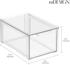 mDesign Plastic Closet Organizer Bin w/Pull Out Drawer - Stackable Storage for Closet - Organization for Shoes, Clothes, Bags, Totes, Small Linens, and More - Lumiere Collection - 2 Pack - Clear