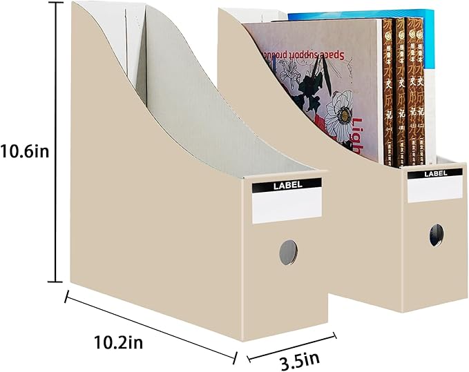 Limitliho 6 Pack Cardboard Magazine Holder for Desk, Book Bins for Classroom Library,Office,Home, 10.6" H x 10.2" L x 3.5" W in Magazine File Holder (Fresh color)