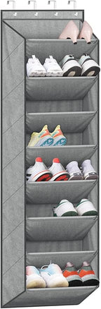 SLEEPING LAMB Over The Door Shoe Organizer for Closet with Large Deep Pockets, Narrow Shoe Rack for Door Hanging Boots Storage, Grey