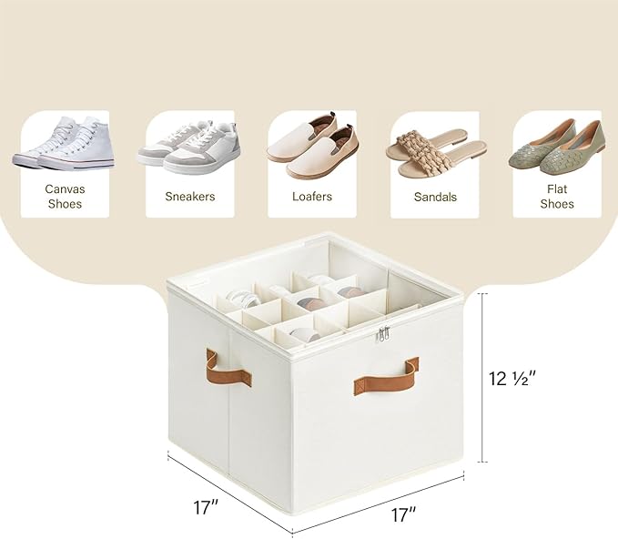 StorageWorks Shoe Organizer for Closet, Shoe Cubby Storage Containers, White, Medium