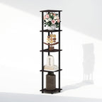 Furinno Turn-N-Tube Storage Shelves, 5-Tier Book Shelf, Corner Shelf, Toolless Open Shelves, for Organization and Storage, Living Room, Home Office, Hallway, Bedroom, Dark Walnut