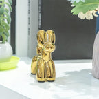 Notakia Cute Ceramics Balloon Dog Statue Crafts Gold Living Room Desktop Decorations,Handmade Modern Small Ceramic Animal Statue Ornament Gold Home Decor Accents