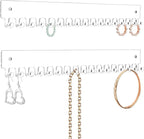 Acrylic Necklace Holder 2 Pack Wall Mounted Necklace Organizer Hanging Jewelry Organizer with 17 Hooks for Necklaces, Bracelets, Rings and Bangles Display (14.17 inch)
