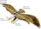 WitnyStore Wooden Bird Mobile 25" Yellow Black Flying Eagle Hand Made Painted Wood Flapping Wing Birds Hanging Ceiling Decor Wind Chimes Handcrafted Animal Decorative Collectible Décor Gifts Souvenirs