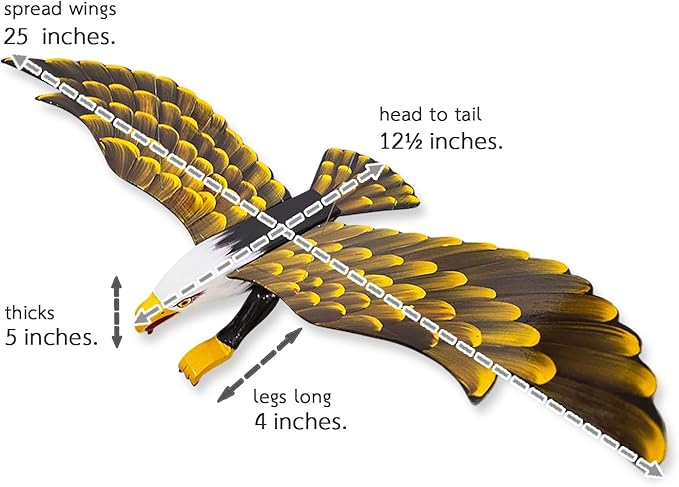 WitnyStore Wooden Bird Mobile 25" Yellow Black Flying Eagle Hand Made Painted Wood Flapping Wing Birds Hanging Ceiling Decor Wind Chimes Handcrafted Animal Decorative Collectible Décor Gifts Souvenirs