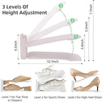 12 Pack Shoe Slots Organizer Adjustable Level Shoe Stacker Holder Storage Space Saving Sneakers Display Tray Rack for Closet (White, 12Pack)