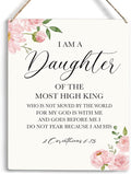 Inspirational Wall Art Daughter Gifts I Am A Daughter of The Most High King Nursery Decor Christian Religious Gifts for Women Her Girl Daughter Bible Verse Wall Art Wooden Hanging Sign 8 x 10 Inches