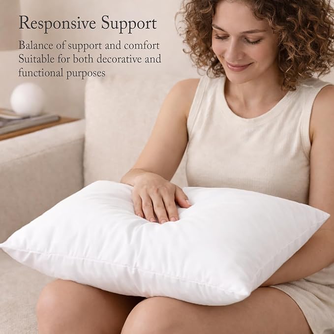 puredown® Natural Feather Down Throw Pillow Inserts 20 x 20 (Set of 2, White), Décor Pillow for Couch, Chairs, Office, Apartments