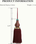 Luxury Tassels for Curtains and Furniture Knobs, 2 Pack - 8.4" Elegant Rayon Decorative Tassel, Silky Tassel Pendant for Cabinet Handles, Home Decor Accents (Gold)