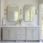 ANDY STAR Brushed Nickel Mirror 24x36 Inch, Scalloped Bathroom Mirror, Silver Vanity Mirror in Anti-Rust Stainless Steel Metal Thin Frame Deep 1’’, Wall-Mounted Mirror (Horizontal/Vertical)