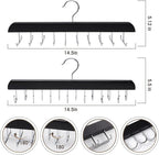 Wooden Tie Rack & Belt Holder 2 Pack, 20-Hook Necktie Hanger & 14-Hook Belt Organizer, Space Saving Multi Functional Closet Storage for Men