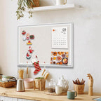 Linen Bulletin Board,Pin Boards for Walls,Fabric Bulletin Board,White Wood Frame Beige Linen,23.6"x35.4",Large Pin Board for Office,Home Kitchen, Vision Cork Board (WH-6090)