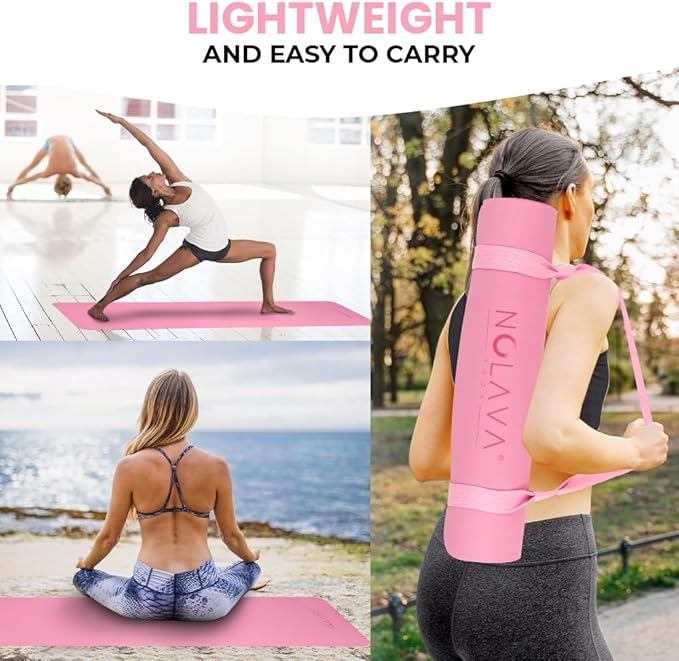 NOLAVA Yoga Mats & Complete Sets - TPE, Non-Slip - Includes Mat, Blocks, Strap, & More (6pc or 7pc Sets) - For Pilates, Yoga & Fitness