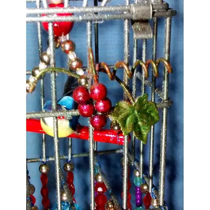 Vintage Metal Mobiles, Birdcage Shaped Mobiles, Silver Charms Mobiles, Pretty Metal Mobiles Bell, 4 "W x 24 "H x 4 "D, Small Mobiles for Livingroom Bedroom Garden