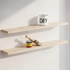 Homeforia Wood 48 inch Floating Shelf, High End Solid Natural Wood 48inch Floating Shelves for Wall Mounted, Unfinished Wooden Large Floating Shelves, Heavy Duty Bracket, 48 X 6.5 X 1.75 in, Set of 2
