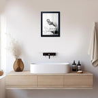 Framed Bathroom Decor Wall Art Elephant in Bathtub Pictures Wall Decor Funny Black and White Animal Canvas Print Artworks for Bathroom