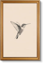 VIYYIEA Vintage Gold Framed Wall Art for Living Room, Birds Canvas Prints Home Decor, Sketch Painting Picture, Bedroom Wall Decor Gifts for Friends or Family -【Hummingbird】-(24L x 16W)