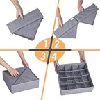 Underwear Organizer with Drawer Dividers, Foldable Fabric Dresser Closet Organizers Bins, Bedroom Cabinet Organization and Storage Box for Baby Clothes, Undies, Ties，Sock-Dark Grey (24cell)