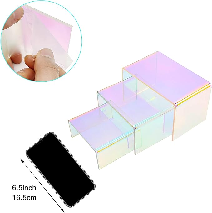 Cerpourt 2 Sets Acrylic Display Risers Colorful Product Stand,Cupcakes Holder Dessert Display Transparent Showcase Stands, Candy Bar Risers, Acrylic Lifts Display for Figures