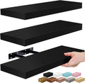 Sorbus Floating Shelves for Wall – 16 Inch Floating Shelf for Kitchen, Bedroom, Living Room, Bathroom, Home & Wall Decor - Mounted Bathroom Shelves with Invisible Brackets (Black, 3 Pack)