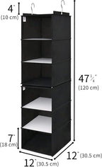 GRANNY SAYS 6-Shelf Hanging Organizer for Closet, Separable to 2 Pack 3-Shelf Hanging Shelves, Hanging Organizer for Bedroom, Black