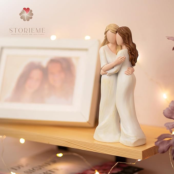 Storieme Sister Birthday Gifts for Women: Heartfelt Hugging Figurine Statue - Unique Sentimental Keepsake Present for Sisters Best Friend - Premium Resin Art Decor (7.7")