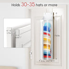 Hat Rack for Door and Closet – Large Capacity Hanging Hat Rack Organizer Holds 30-35 Caps, Over the Door Hat Storage Organizer for Bedroom, Entrance or Dorm, 1 Pack, White