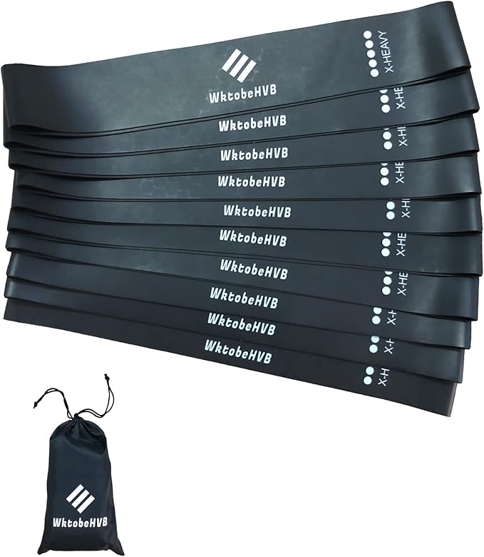 Resistance Loop Exercise Bands-5/10 Pack-10/12 Inch Stretch Bands for Working Out with Carry Bag-Elastic Bands for Physical Therapy, Rehab, Yoga, Pilates and Strength Training at Home or Gym