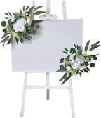 2X Wedding Arch Flowers Decorative Swags Floral Swag Welcome Sign Decoration for Party, White Flowers