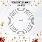 4 Pack Wreath Frame 10 Inch Wire Wreath Frame Round Metal Wreaths Form Dark Green Wire Wreaths Ring for Floral Arrangements DIY Craft Home Decorations Wedding Thanksgiving Christmas Party Supplies