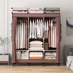 Portable Closet, 51.18" Large Capacity Clothing Storage Organizer with 3 Hanging Rods 6 Shelves 18 Side Pockets, Dustproof Sturdy Wardrobe for Bedroom Dorm Rental Apartment (Coffee, Large)
