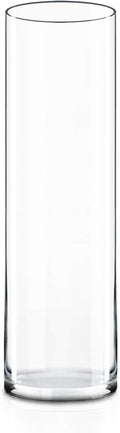 CYS Excel (H:16” D:4”) Tall Clear Glass Cylinder Vase | Multiple Size Choices Glass Flower Vase Centerpieces | Tall Hurricane Floating Candle Holder