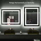 LOAAO 24"X30" LED Bathroom Mirror with Lights, Anti-Fog, Dimmable, Backlit + Front Lit, Lighted Bathroom Vanity Mirror for Wall, Memory Function, Tempered Glass, ETL Listed