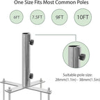Beach Umbrella Stand Holders Heavy Duty Outdoor Base Umbrella Parasol Base Metal Grass with 4 Forks Spikes (Fit 1.1in-1.5in Pole,Galvanize) for Beach,Sand,Yard,Lawn